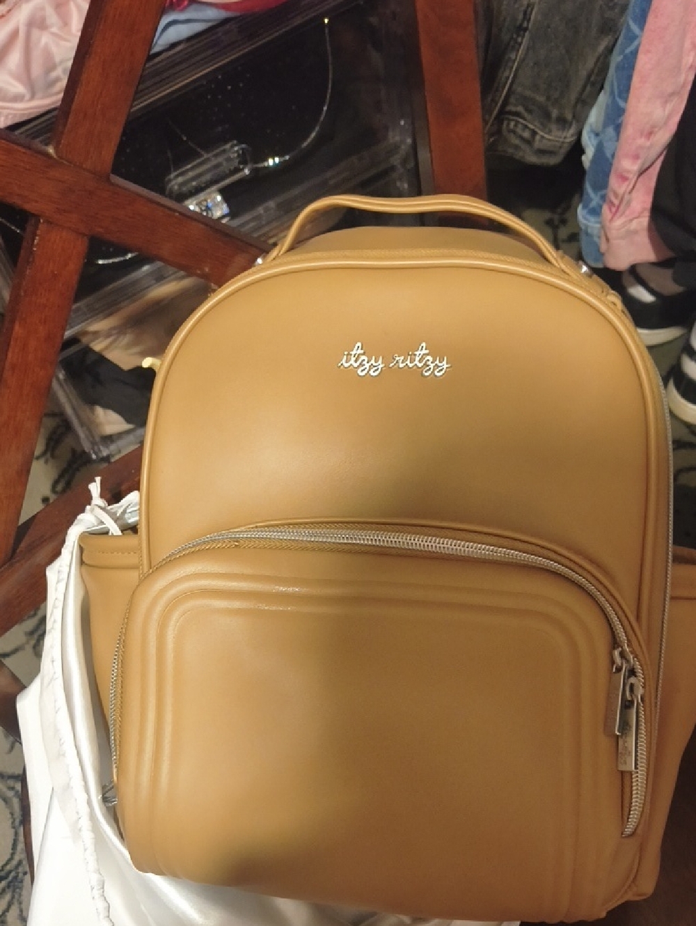Itzy Ritzy Tan Mini Faux-Leather Backpack